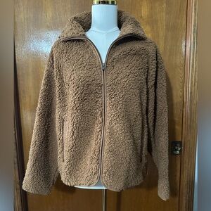 Athleta Cozy Brown Sherpa Teddy Jacket Brown S